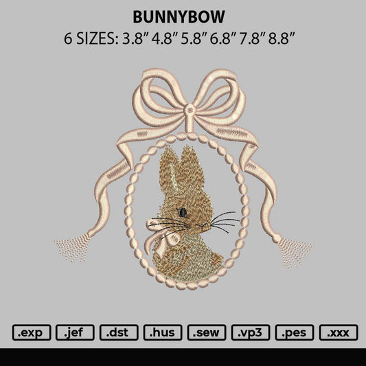 Bunnybow Embroidery File 6 sizes