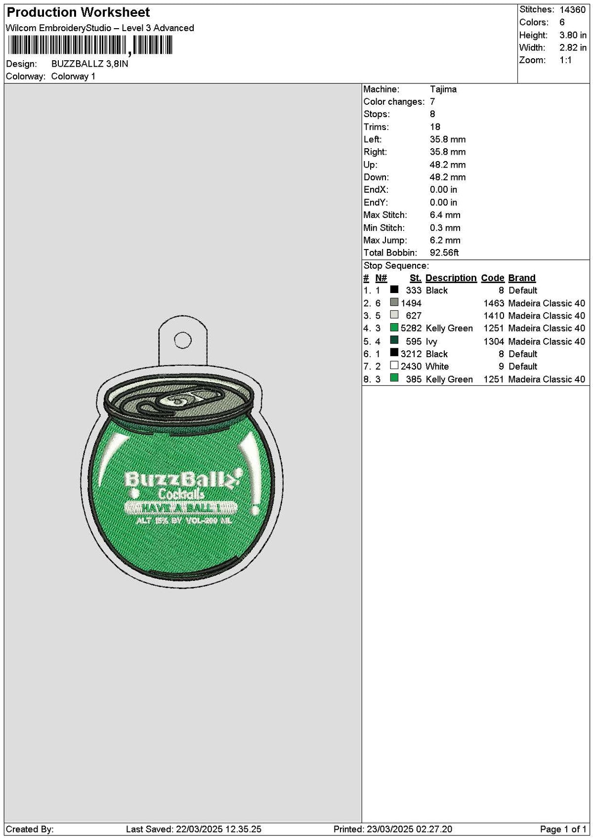 Buzztext Embroidery File 6 sizes
