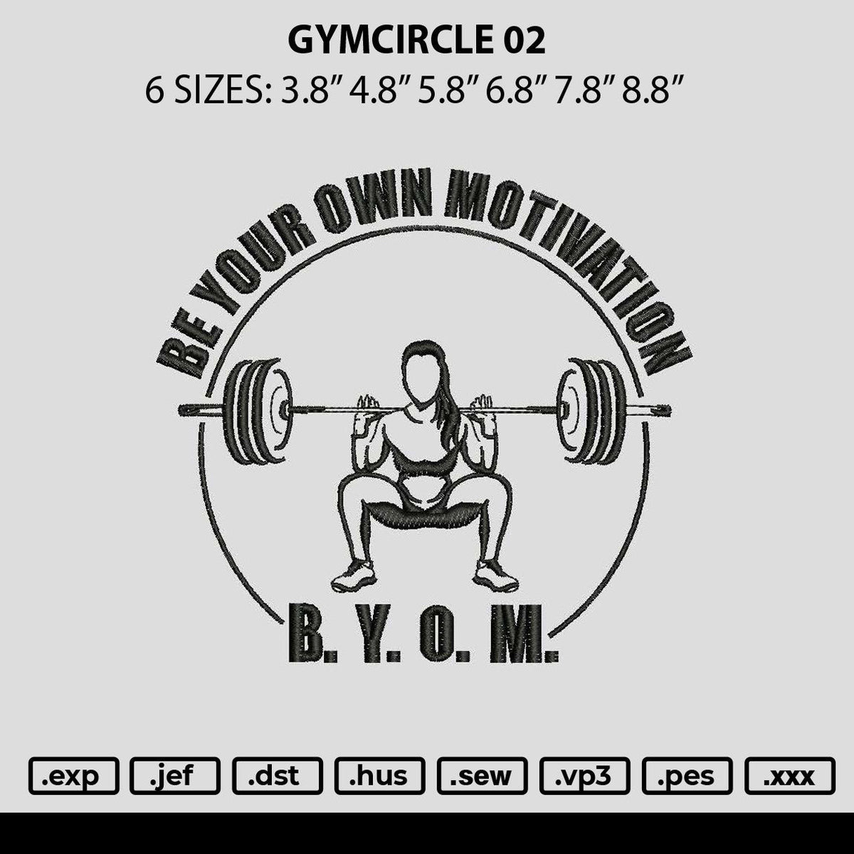Gymcircle 02 Embroidery File 6 sizes