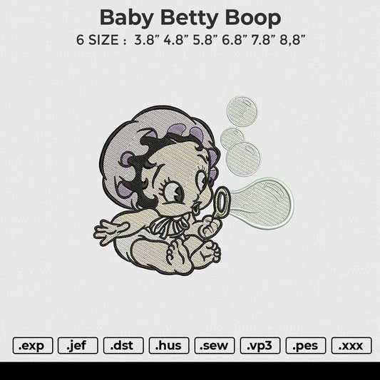 Baby Betty Boop Embroidery File 6 sizes