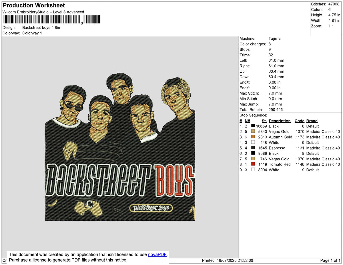 Backstreet boys Embroidery File 6 size