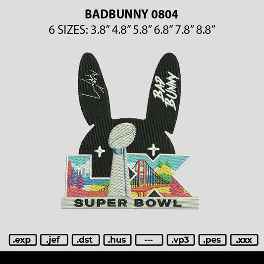 Badbunny 0804 Embroidery File 6 sizes