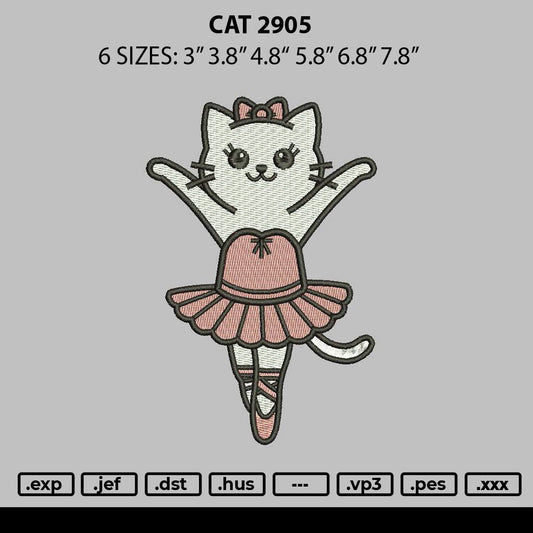 Cat 2905 Embroidery File 6 sizes