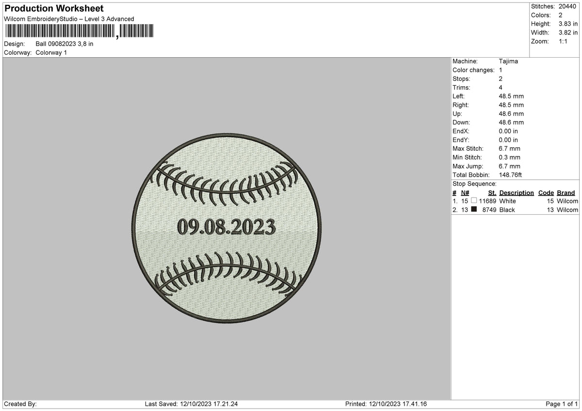 Ball 0908 Embroidery File 6 sizes