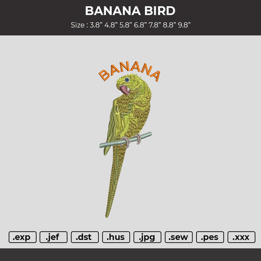 Bird Banana Embroidery File 6 sizes