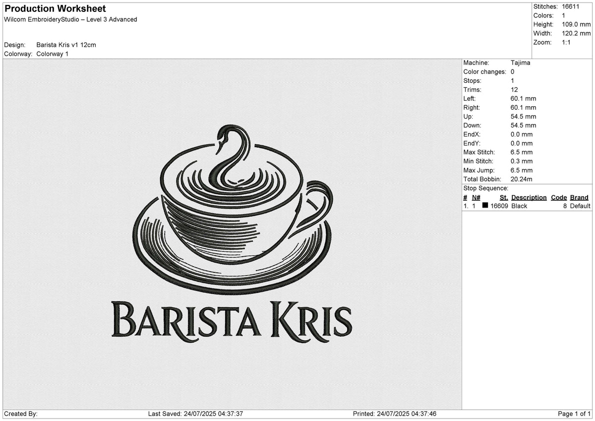 Barista Kris v1 Embroidery File 6 size