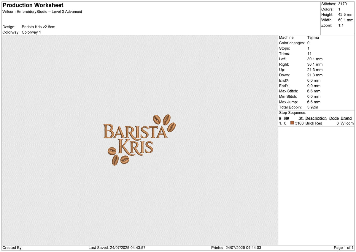 Barista Kris v2 Embroidery File 6 size