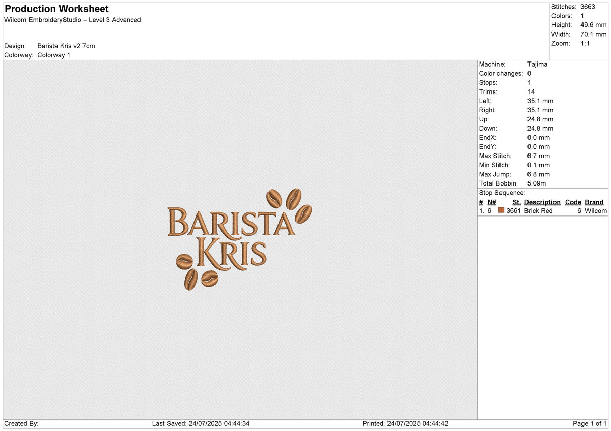 Barista Kris v2 Embroidery File 6 size