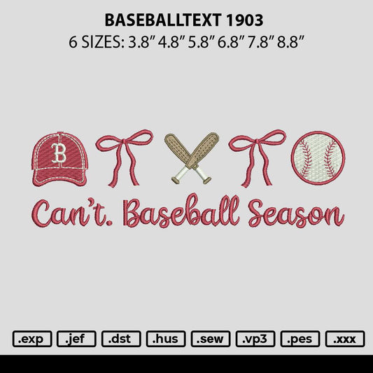 Baseballtext 1903 Embroidery File 6 sizes