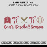 Baseballtext 1903 Embroidery File 6 sizes
