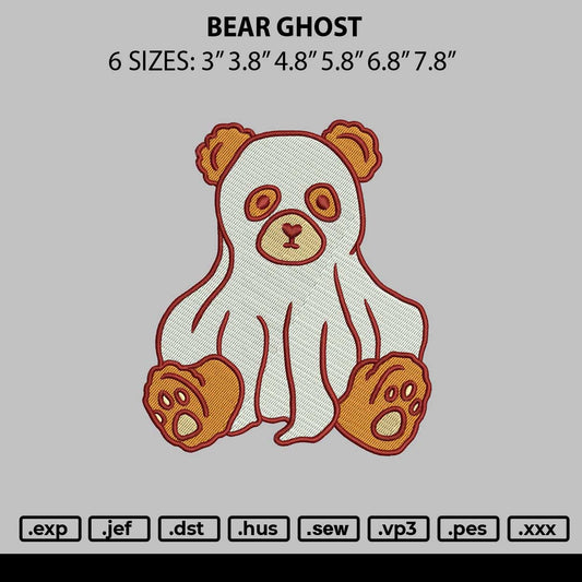 Bear Ghost Embroidery File 6 sizes