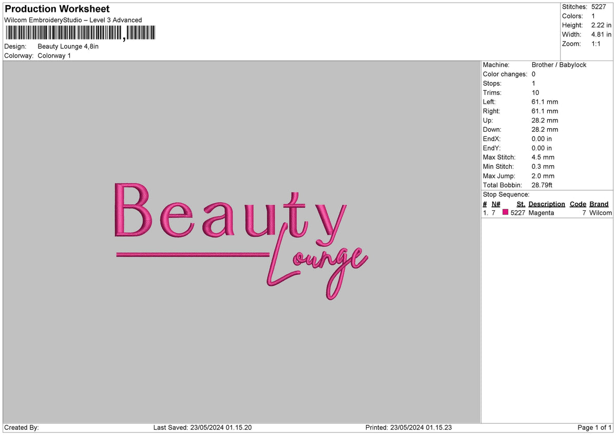 Beautytext 2305 Embroidery File 6 sizes