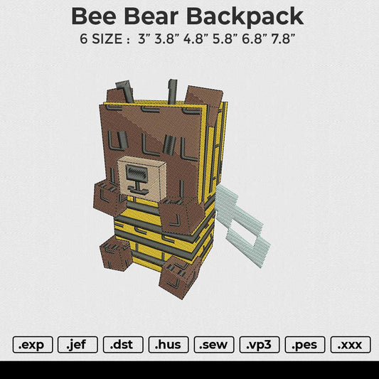 Bee Bear Backpack Embroidery File 6 size