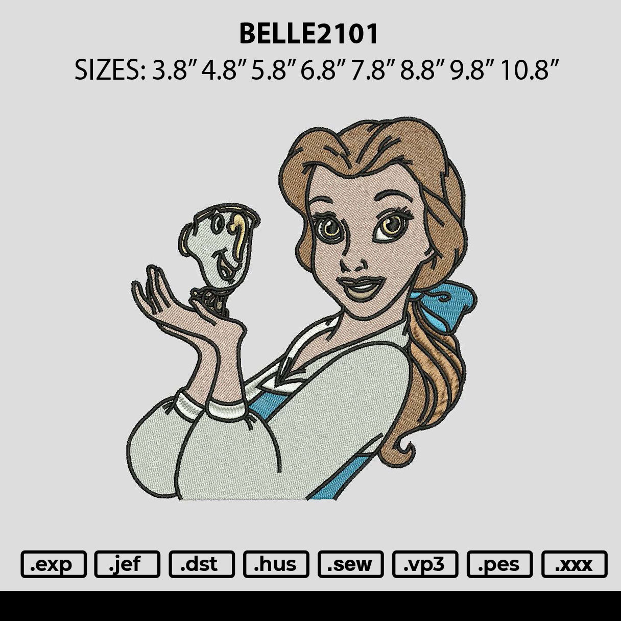 Belle2101 Embroidery File 6 sizes