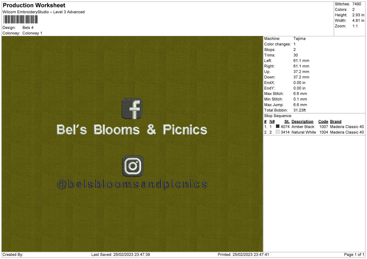 Bels Embroidery File 6 sizes