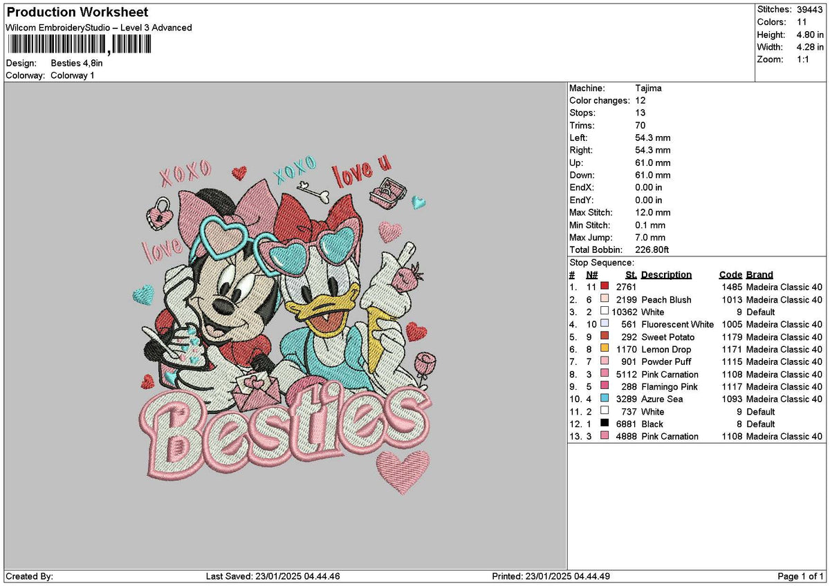 Mickeyduck 01 Embroidery File 6 sizes