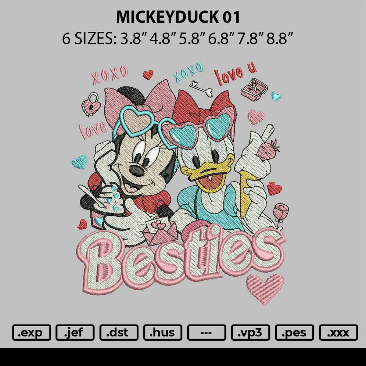 Mickeyduck 01 Embroidery File 6 sizes