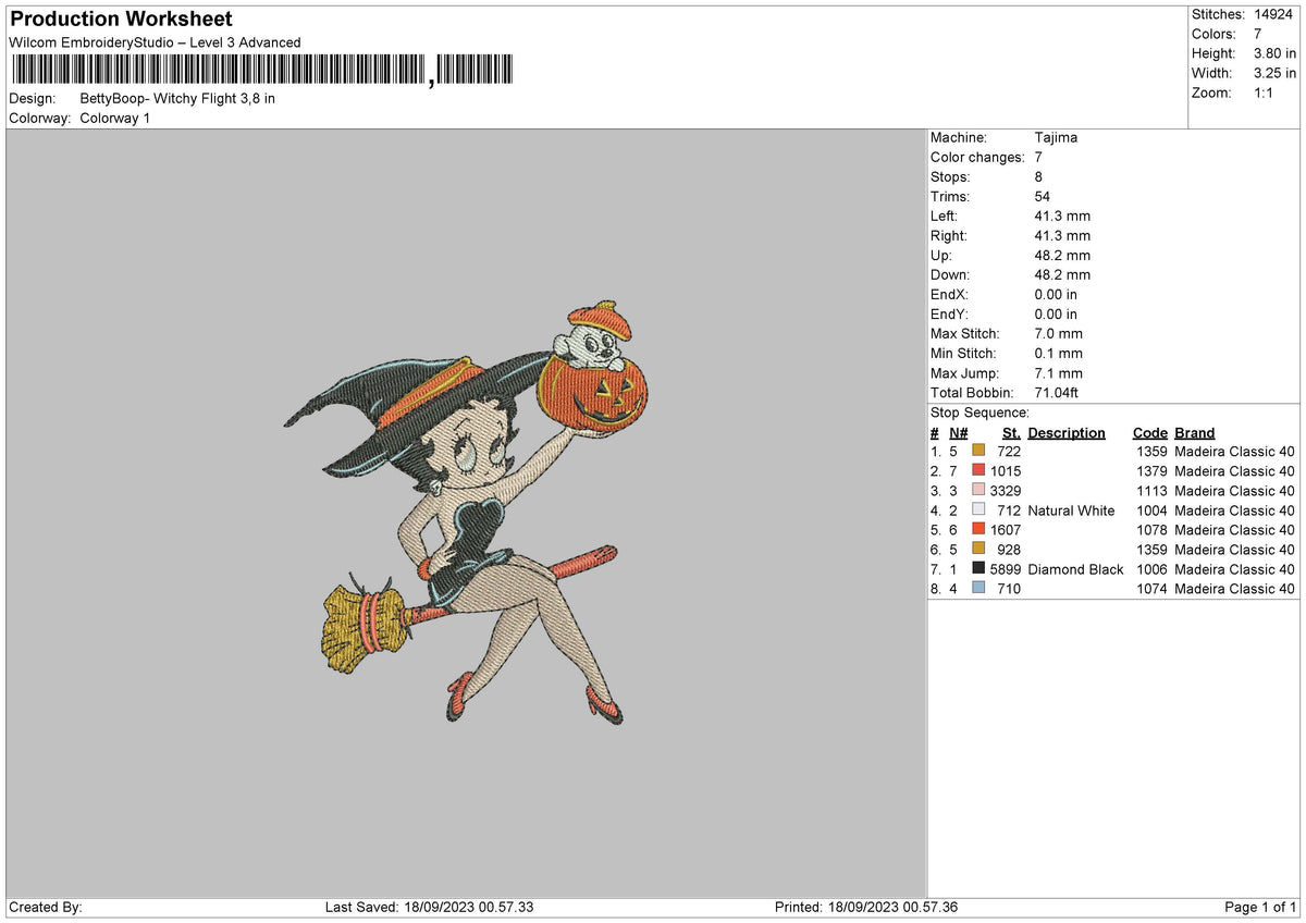 Witchy Boop Embroidery File 6 sizes