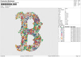 B flowers Embroidery File 6 size