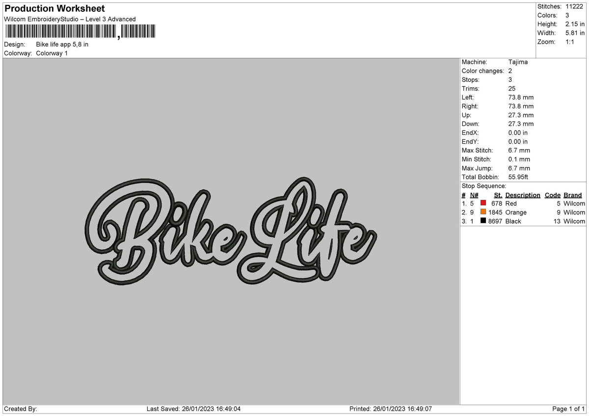 Bike Life App Embroidery File 6 sizes