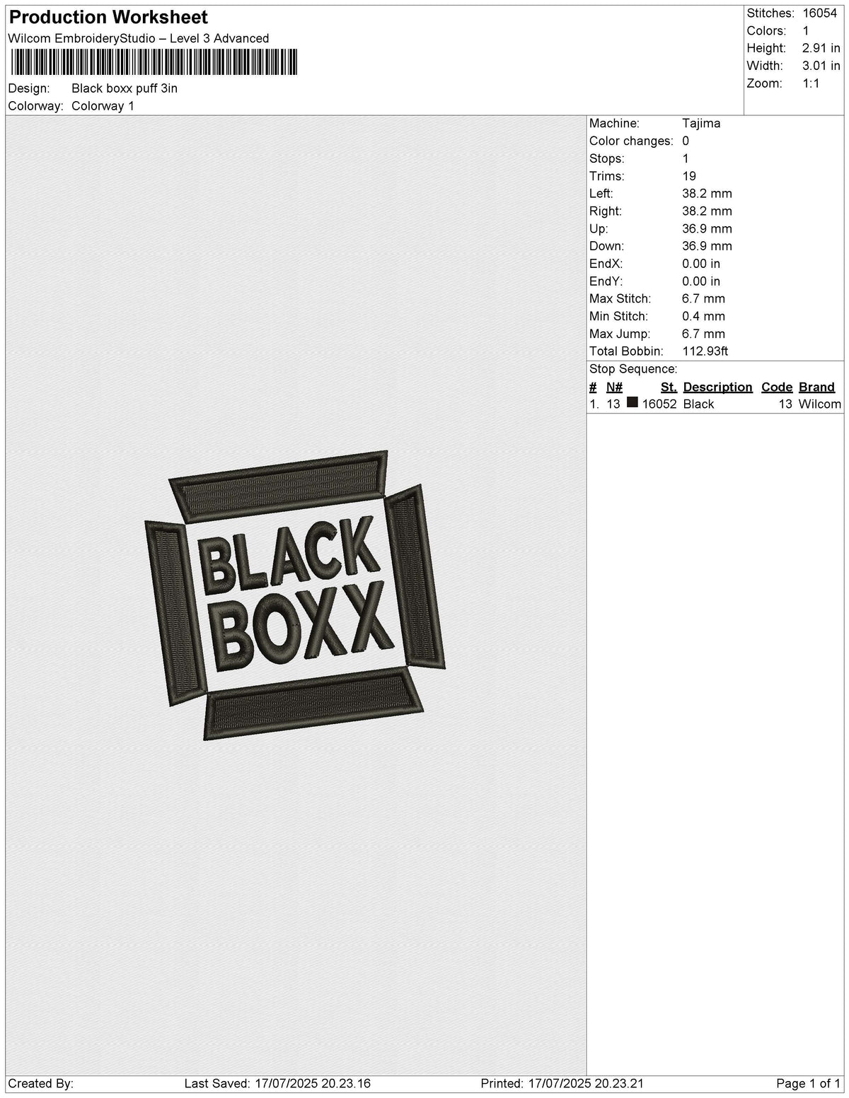 Black boxx puff Embroidery File 6 size