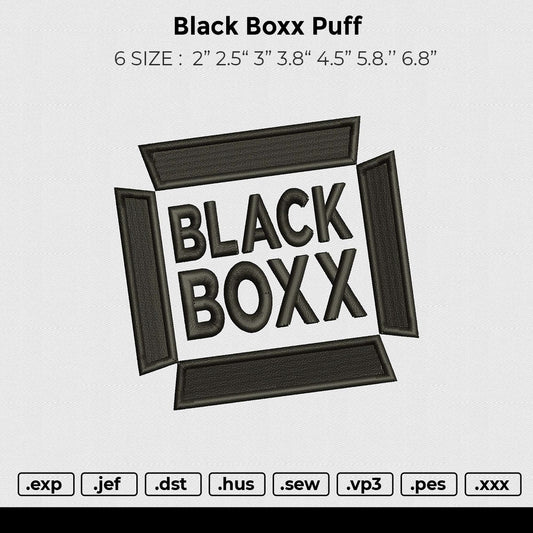 Black boxx puff Embroidery File 6 size