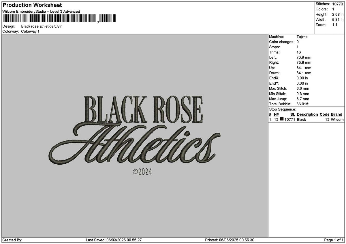 Black Text 0603 Embroidery File 6 sizes