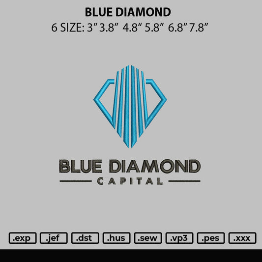 Blue Diamond Embroidery File 6 sizes