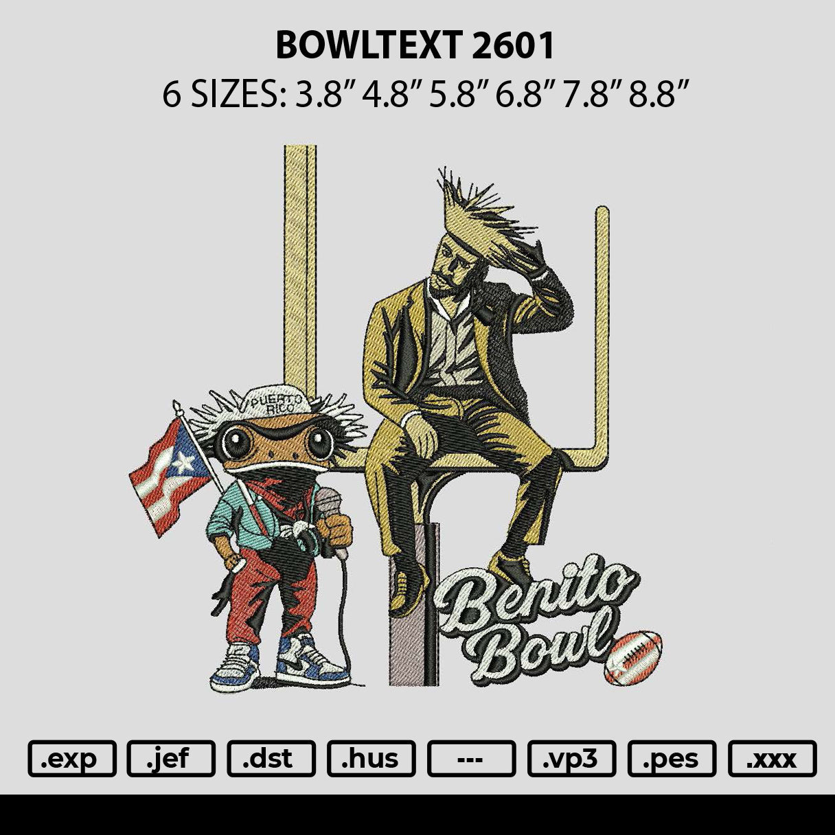 Bowltext 2601 Embroidery File 6 sizes