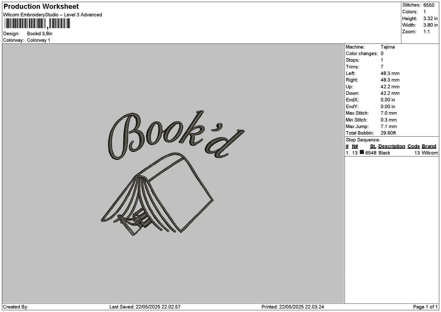 Bookdtext Embroidery File 6 sizes
