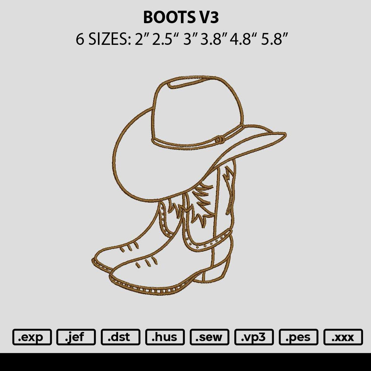 Boots V3 Embroidery File 6 sizes