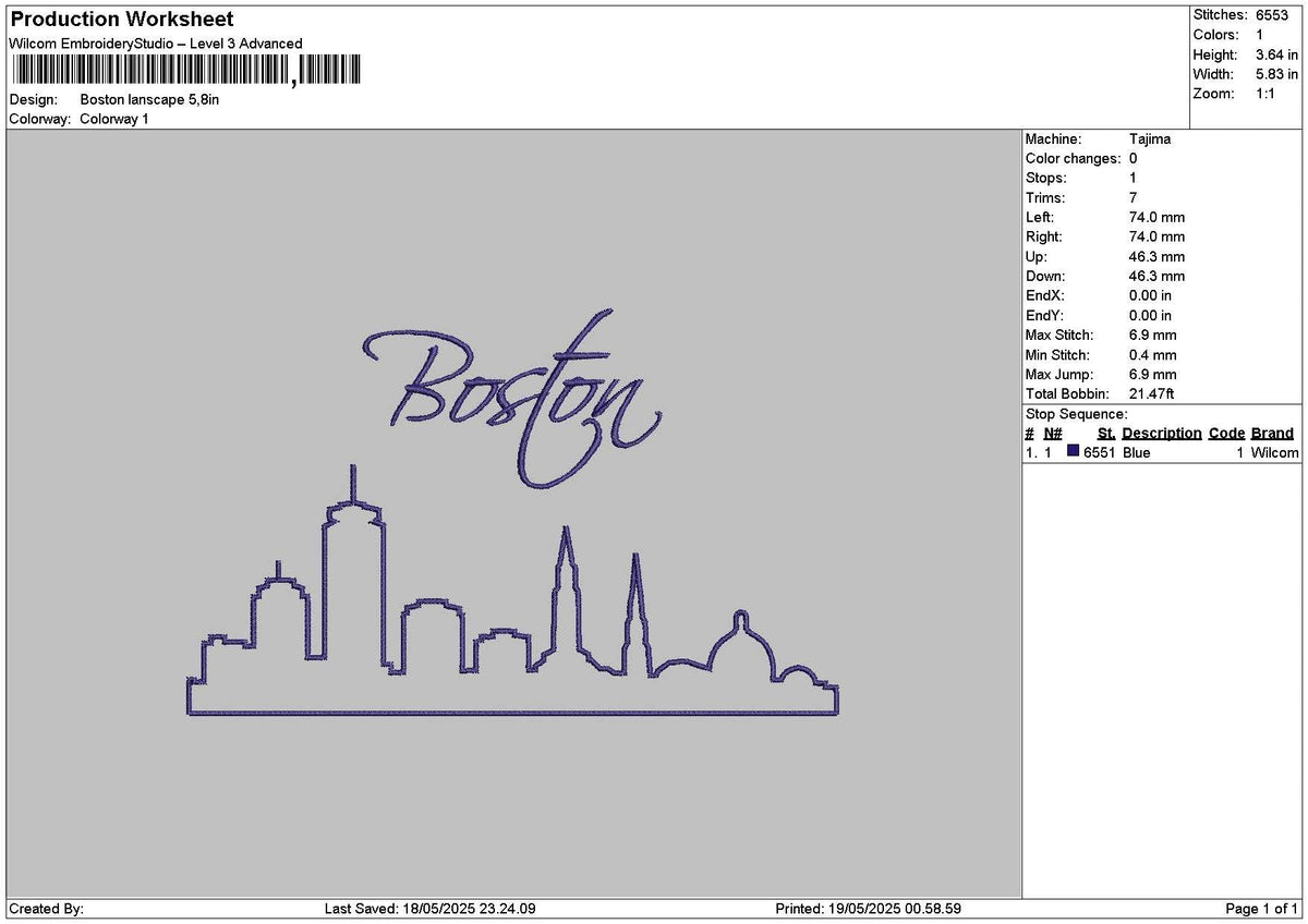 Bostontext 1905 Embroidery File 6 sizes
