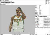 Player Brandon Embroidery File 6 sizes