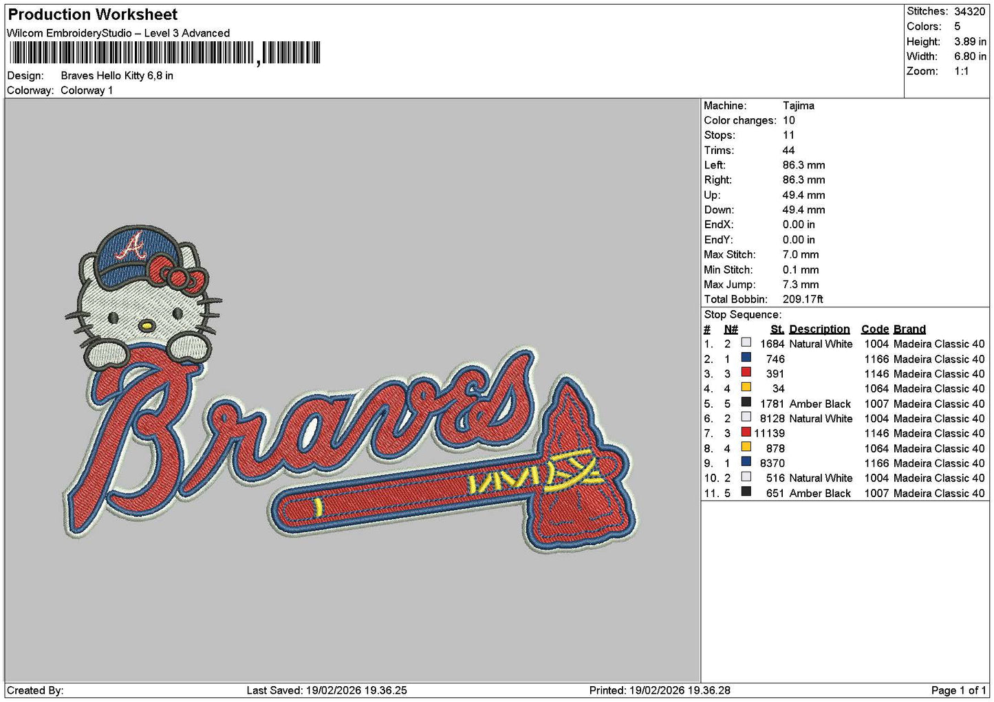Braves Hk Embroidery File 6 sizes