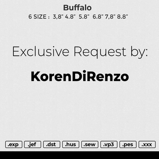 Buffalo Embroidery File 6 size