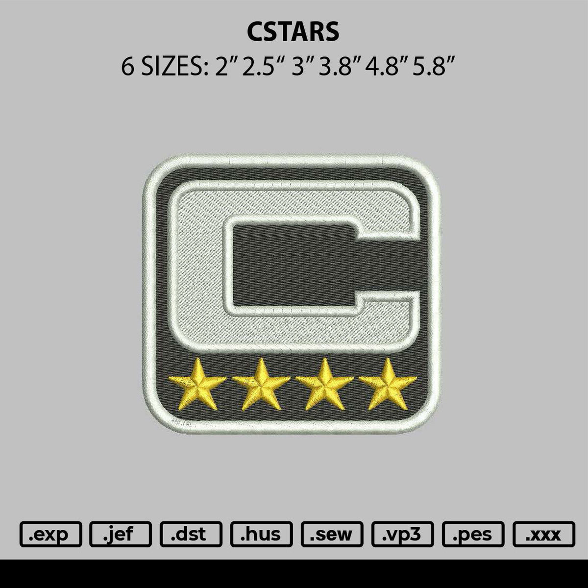 Cstars Embroidery File 6 sizes