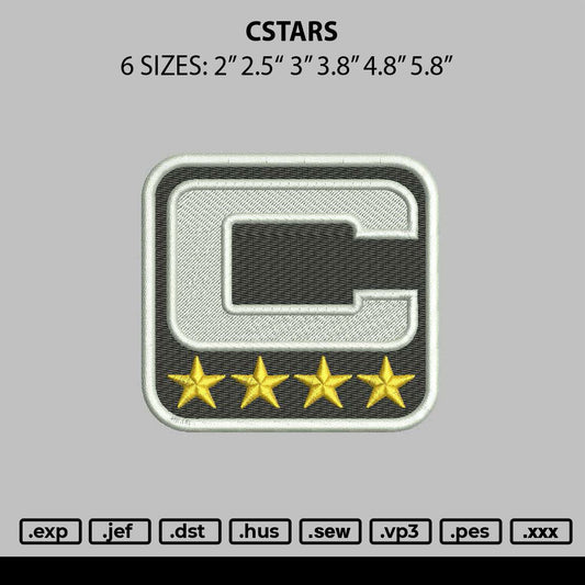 Cstars Embroidery File 6 sizes