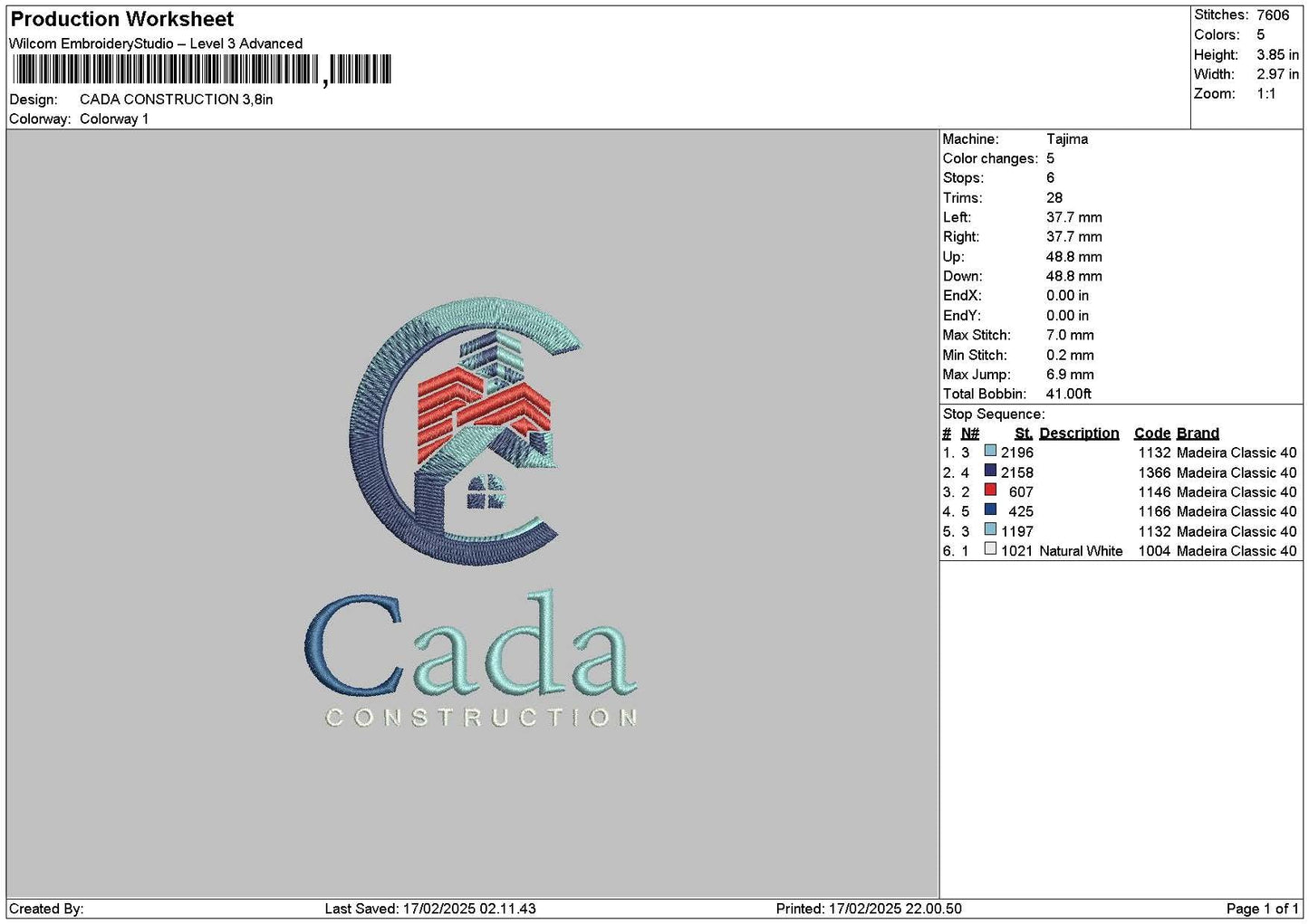 Cadatext Embroidery File 6 sizes