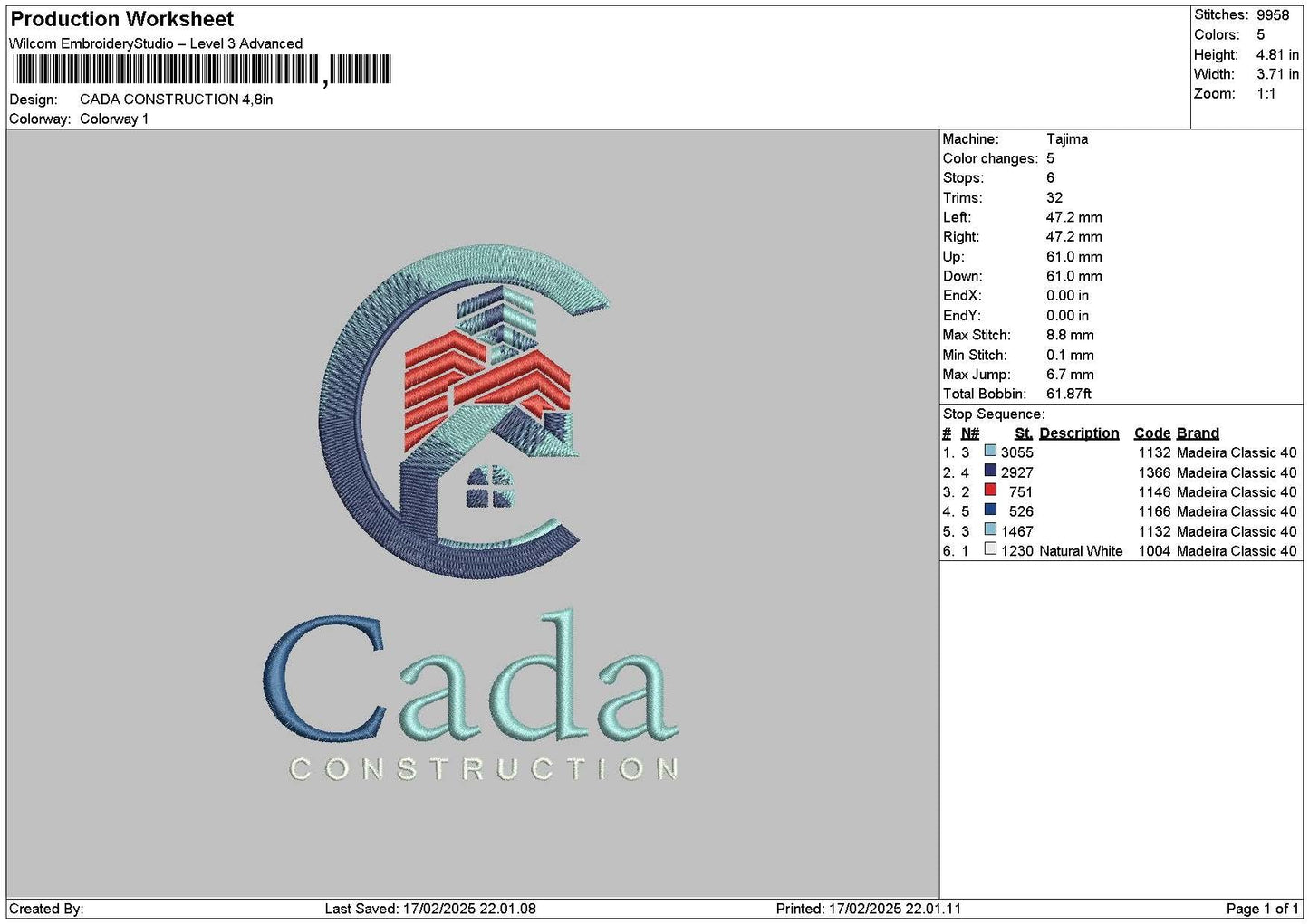 Cadatext Embroidery File 6 sizes