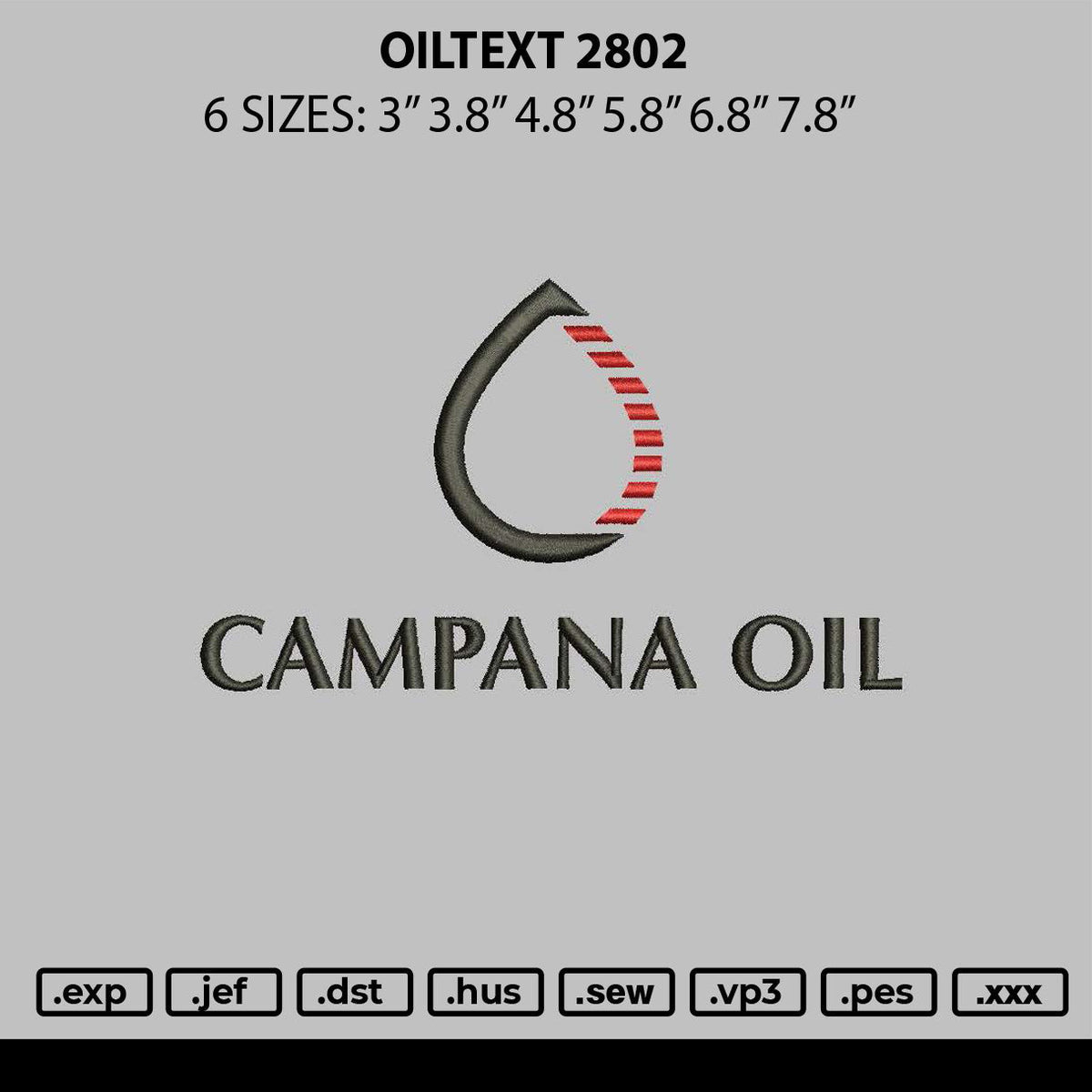 Oiltext 2802 Embroidery File 6 sizes