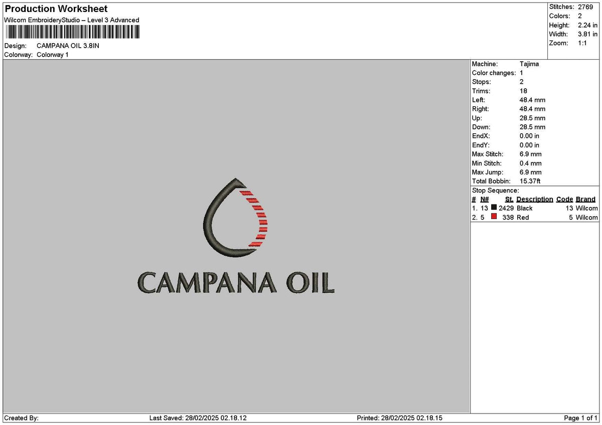 Oiltext 2802 Embroidery File 6 sizes