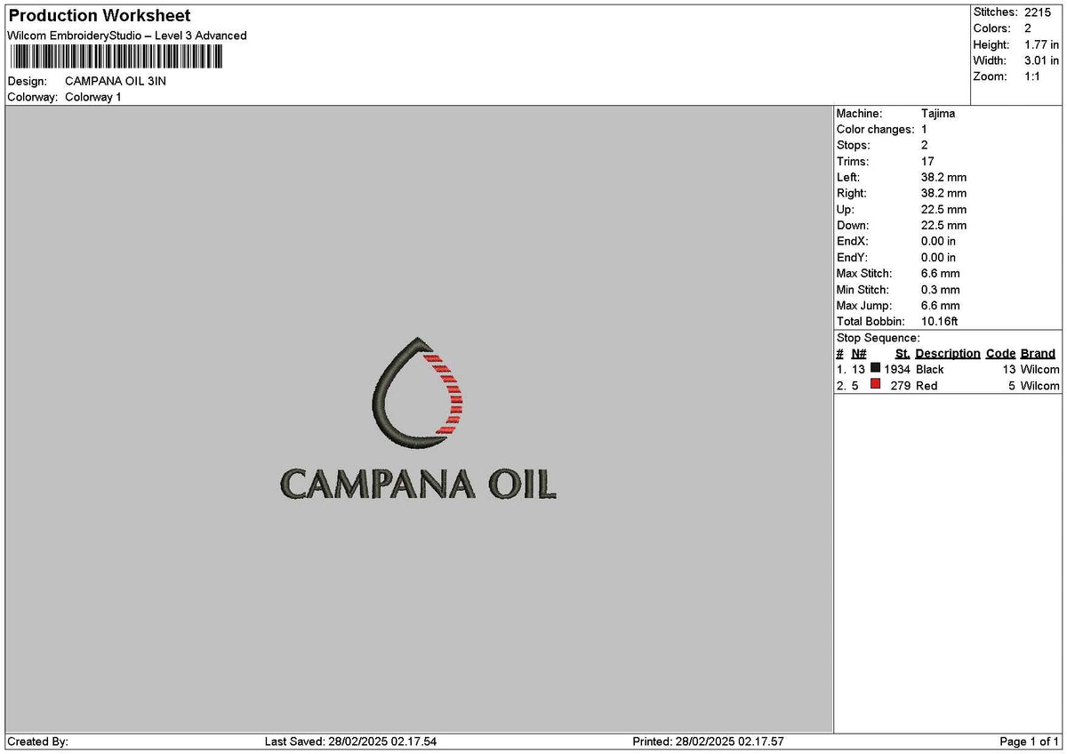 Oiltext 2802 Embroidery File 6 sizes