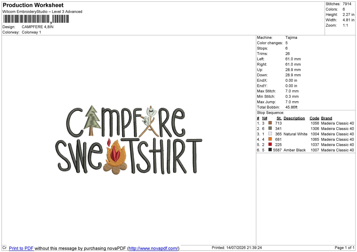 CAMPFERE Embroidery File 6 size
