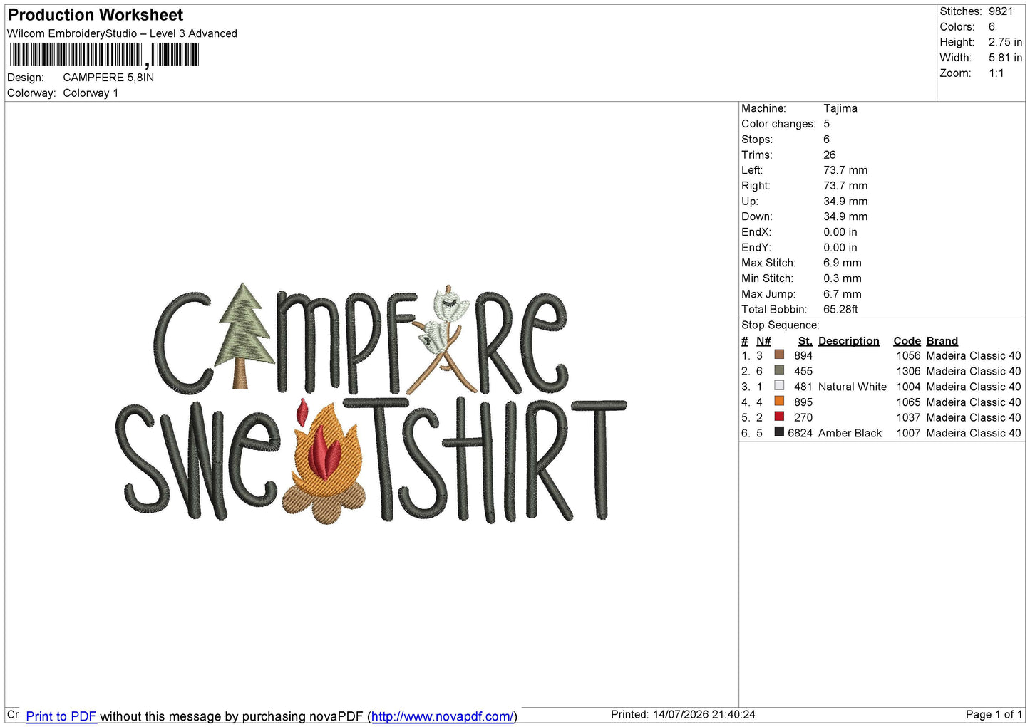 CAMPFERE Embroidery File 6 size