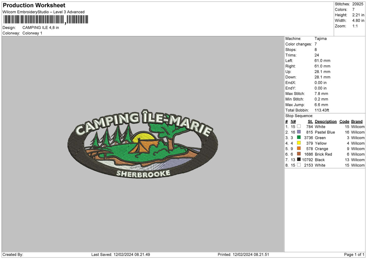 Camping Oval Embroidery File 6 sizes