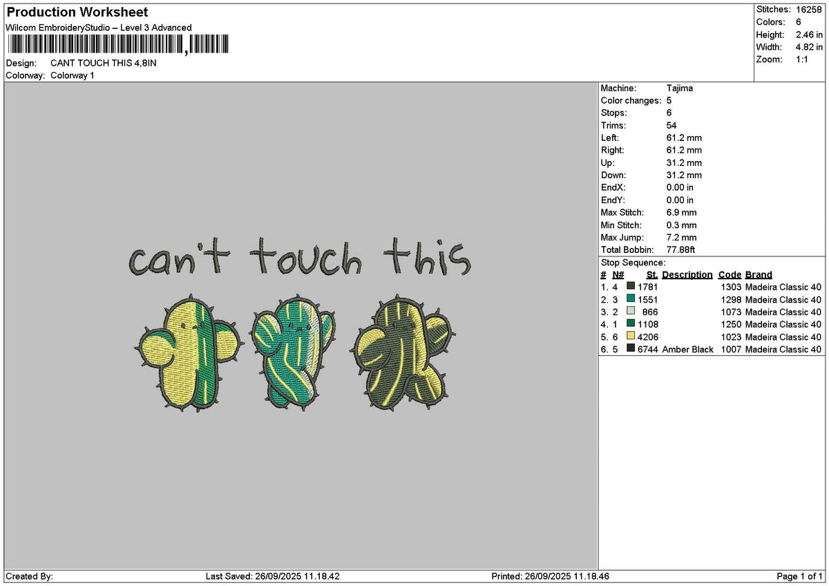 Cactus Icons Embroidery File 6 sizes