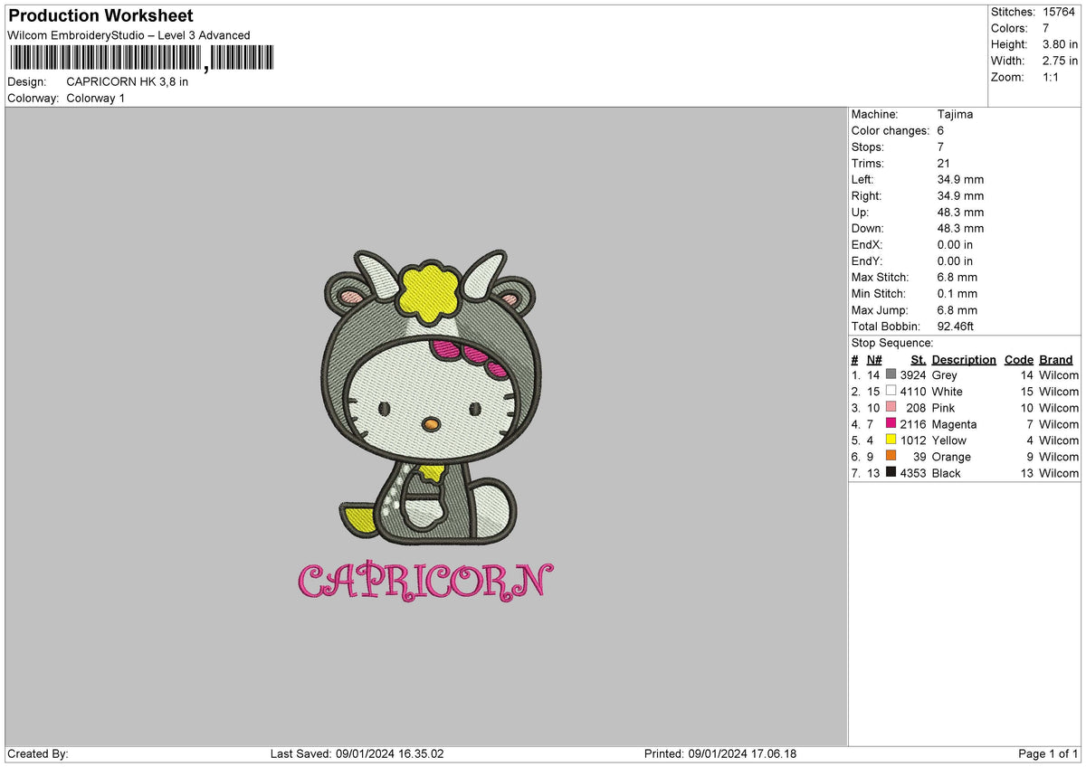 Capricorn Hk Embroidery File 6 sizes