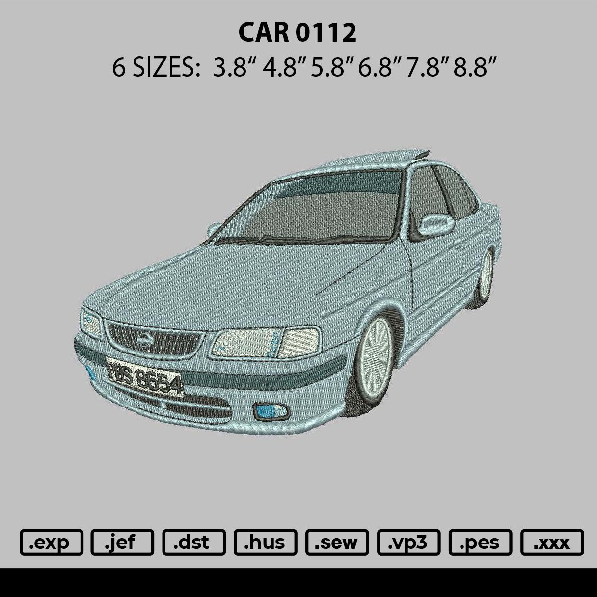 Car 0112 Embroidery File 6 sizes