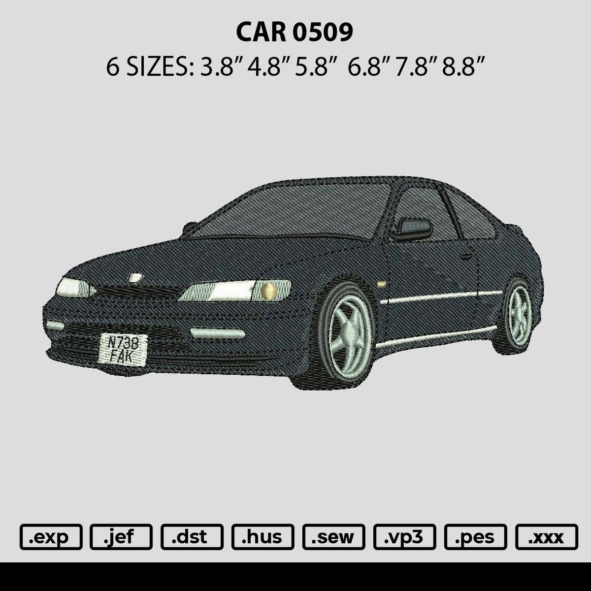 Car 0509 Embroidery File 6 sizes