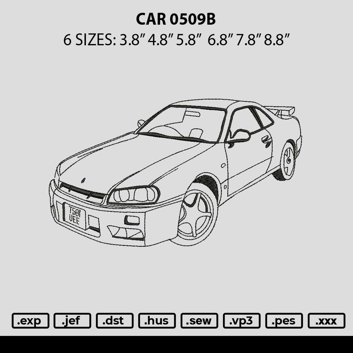 Car 0509b Embroidery File 6 sizes